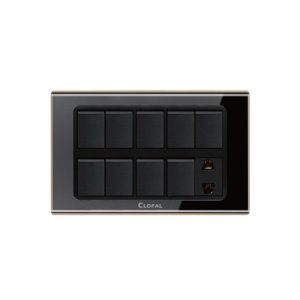 Clopal Black 9 Switch + 1 Socket