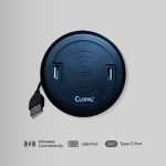 Clopal Black Round Table Socket Wireless Charger 2 Usb Type A