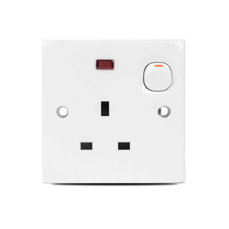 vsljjous Clipsal E-Series 13A 3 Pin Flat Switch Socket with Neon - Image 1