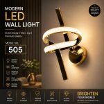 Modern LED Wall Light – Gold Finish, (Model 505)