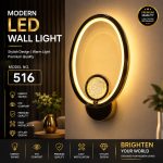 Modern LED Wall Light – Gold Finish, (Model 516)